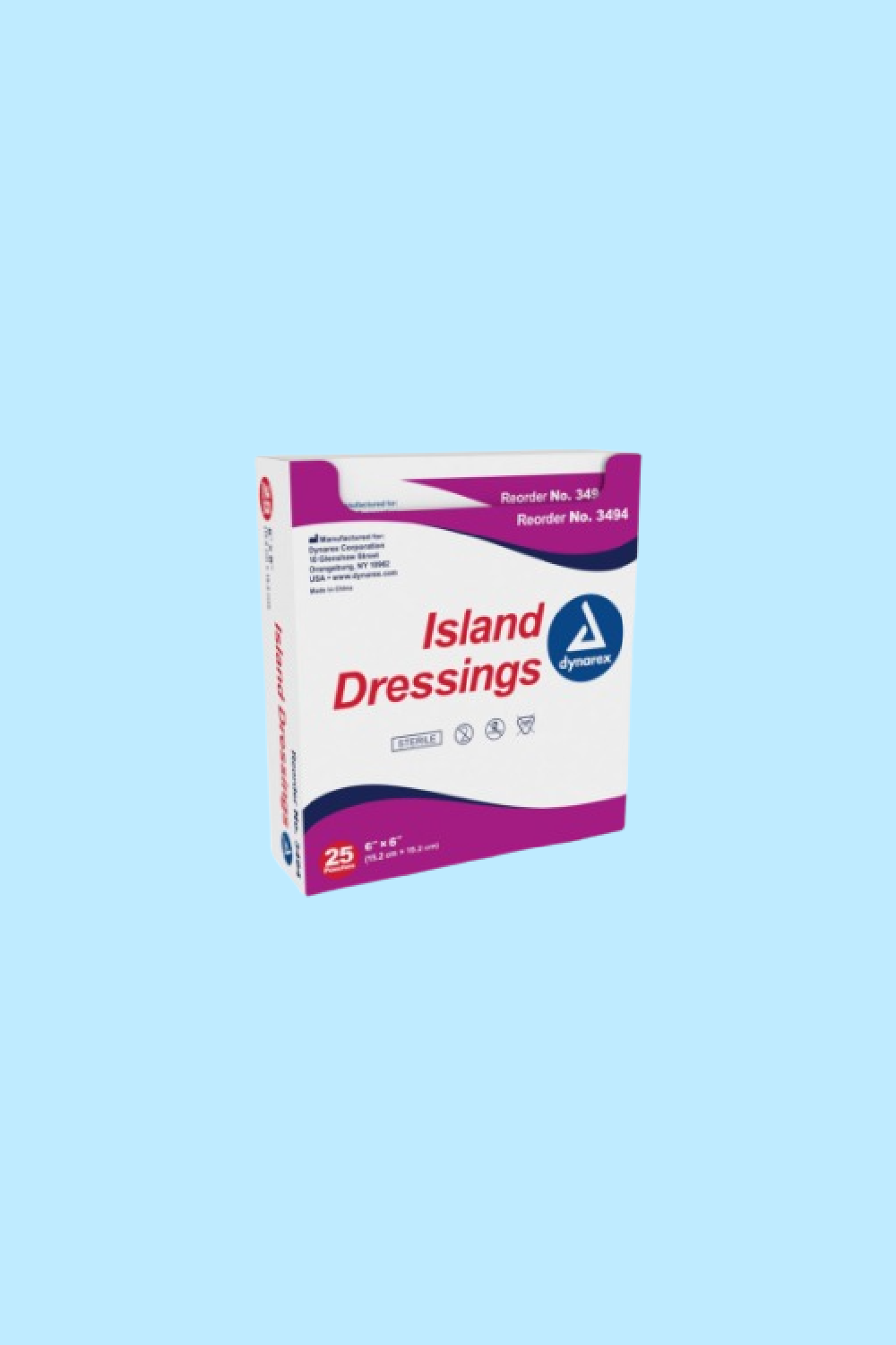 DYNAREX ISLAND DRESSINGS STERILE, 6″ X 6″