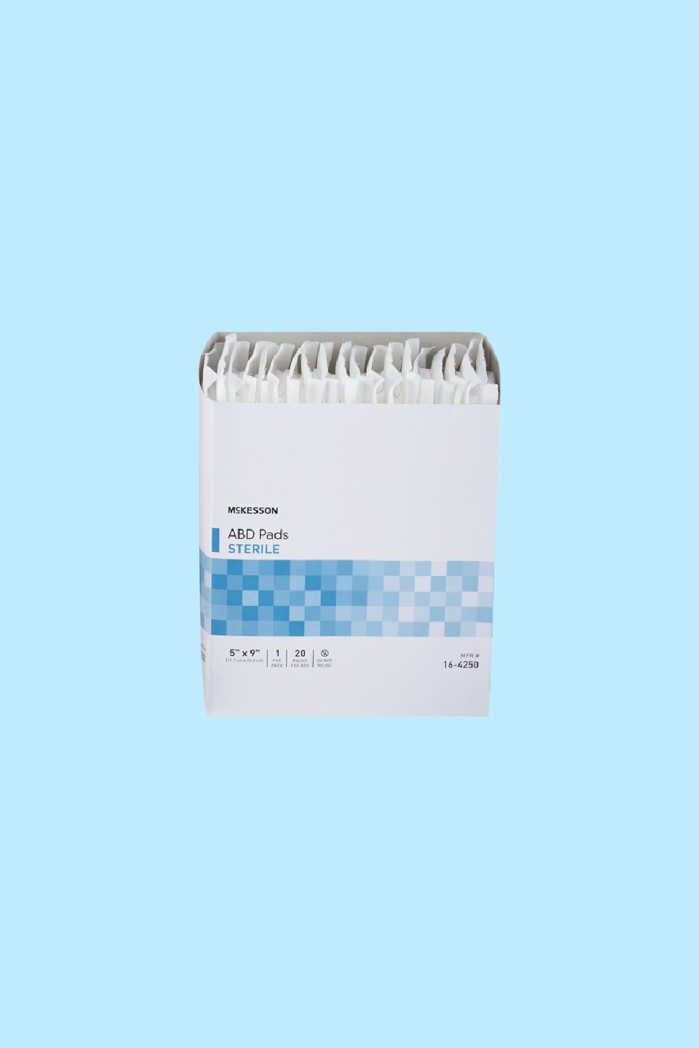 MCKESSON ABDOMINAL PAD NONWOVEN CELLULOSE 5 X 9 INCH RECTANGLE STERILE