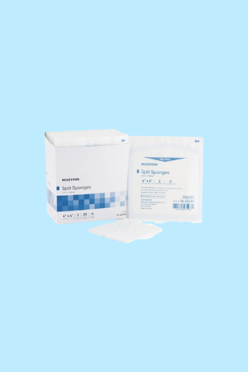 MCKESSON I.V. / DRAIN SPLIT DRESSING POLYESTER / RAYON 4 X 4 INCH STERILE