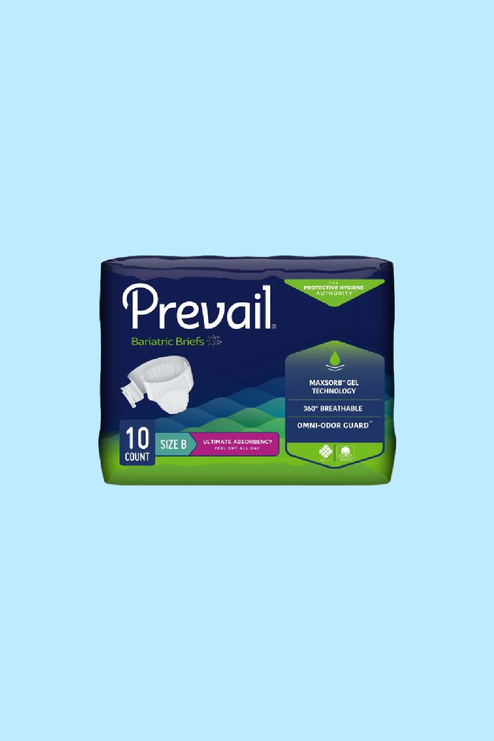 BRIEF PREVAIL® BARIATRIC SIZE B 73"-100" DISPOSABLE HEAVY ABSORBENCY
