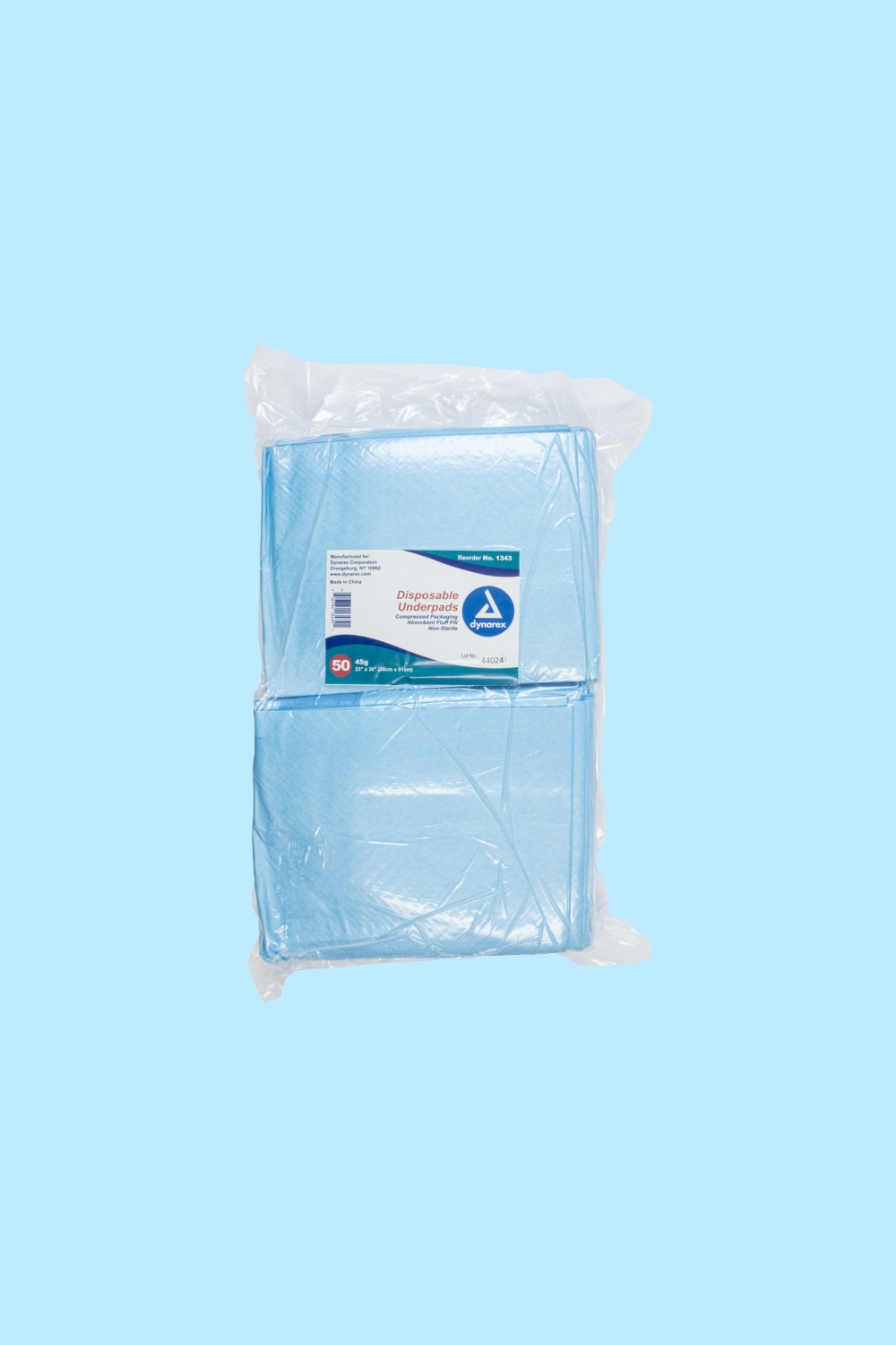 DYNAREX DISPOSABLE UNDERPADS, 23″X36″ (45G), POLYMER