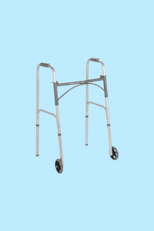 MCKESSON FOLDING WALKER ADJUSTABLE HEIGHT STEEL FRAME 350 LBS. CAPACITY 32-39″ HEIGHT