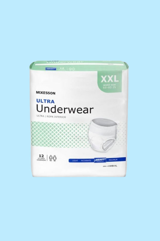 MCKESSON UNDERWEAR ULTRA PULL ON WITH TEAR AWAY SEAMS 2X-LARGE 68-80″ HEAVY ABSORBENCY