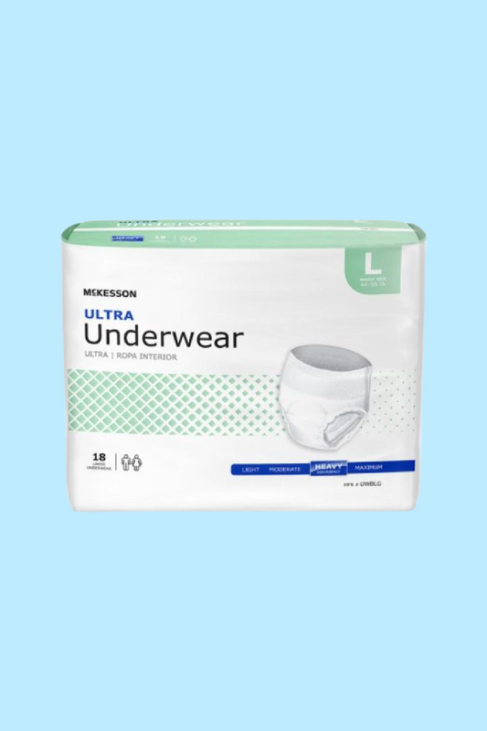 MCKESSON UNDERWEAR ULTRA PULL ON WITH TEAR AWAY SEAMS LARGE 44-58″ HEAVY ABSORBENCY