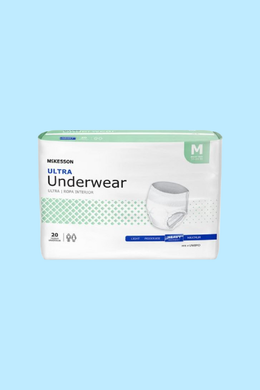 MCKESSON UNDERWEAR ULTRA PULL ON WITH TEAR AWAY SEAMS MEDIUM 32-44″ HEAVY ABSORBENCY