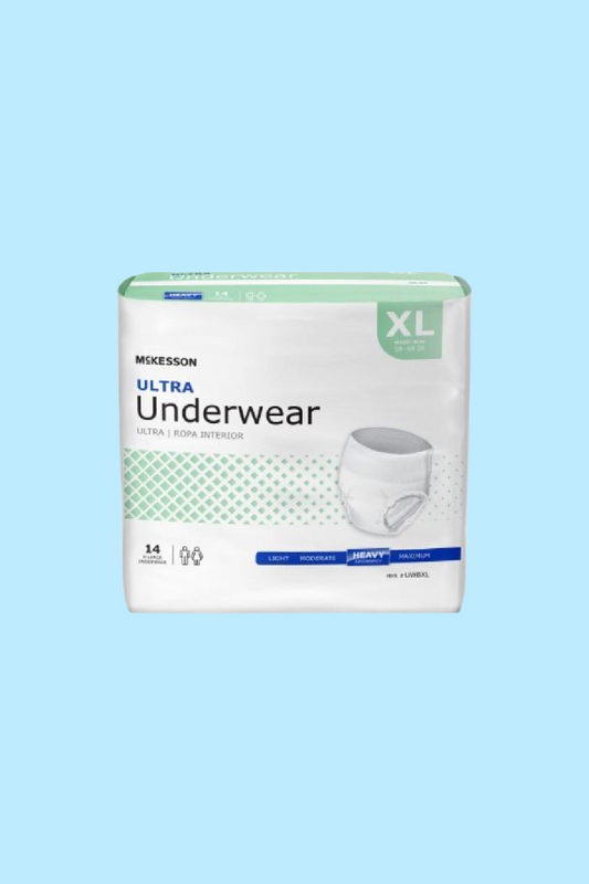 MCKESSON UNDERWEAR ULTRA PULL ON WITH TEAR AWAY SEAMS X-LARGE 58-68″ HEAVY ABSORBENCY