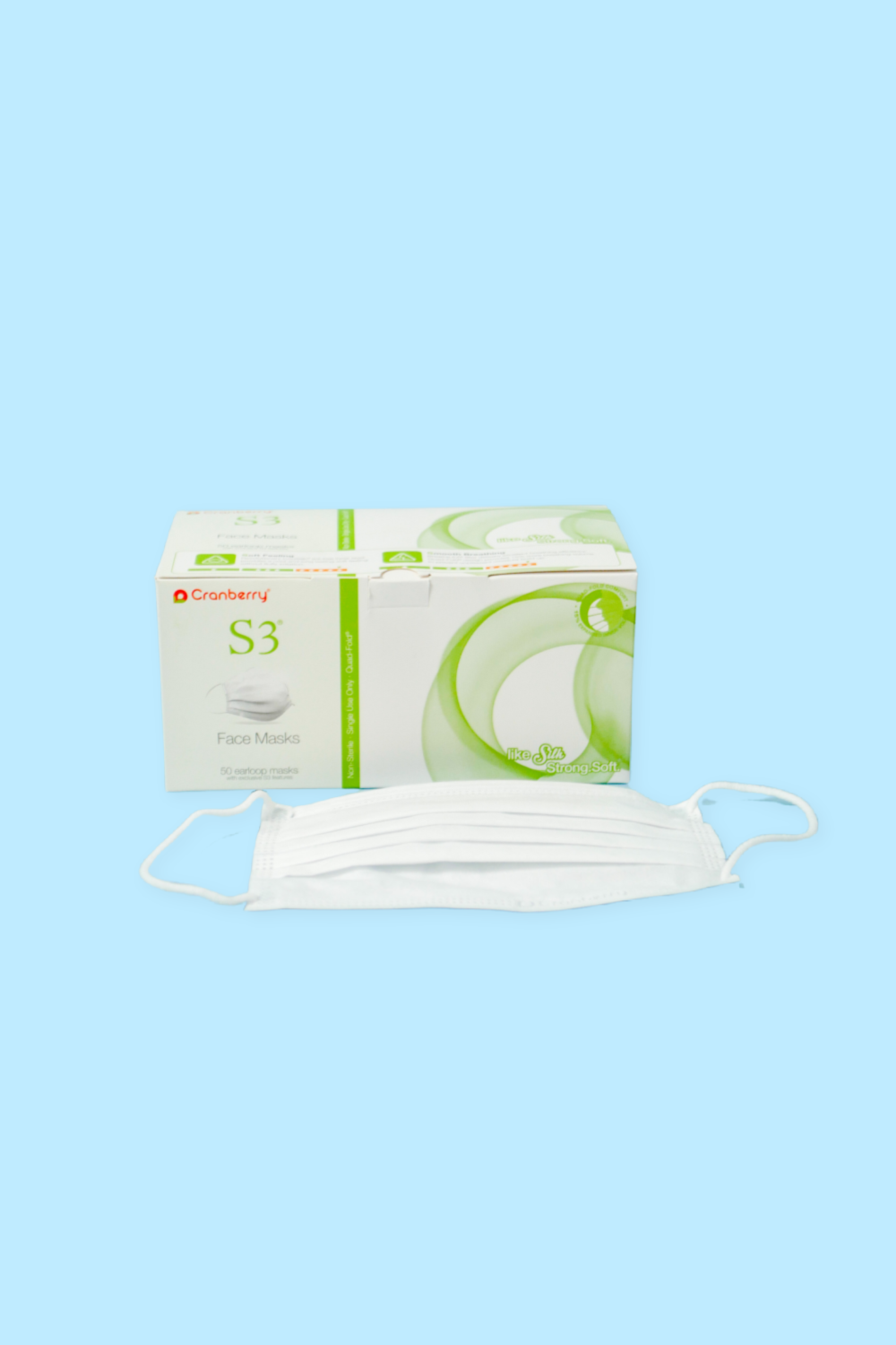 WHITE 3-PLY DISPOSABLE FACE MASK